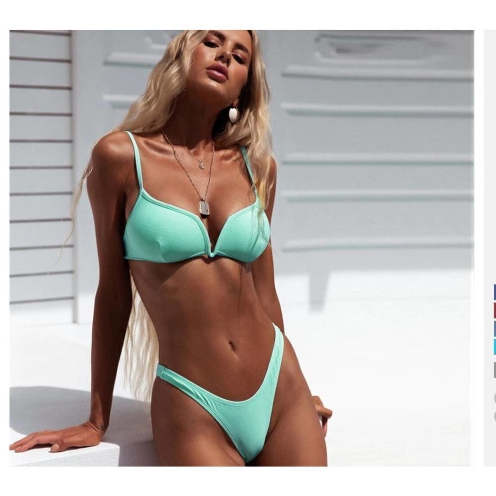 Valerie ♡ V-Wire Demi Push-up Brazilian Aqua Bikini M